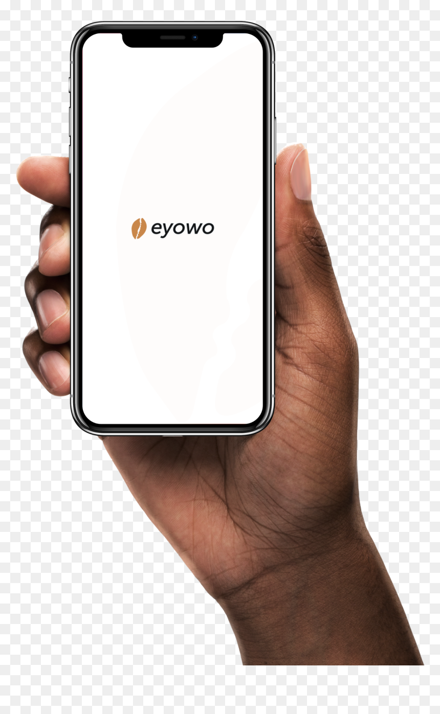 A Hand Holding The Eyowo App - Zera Food Recycler App, HD Png Download - hand holding gun png