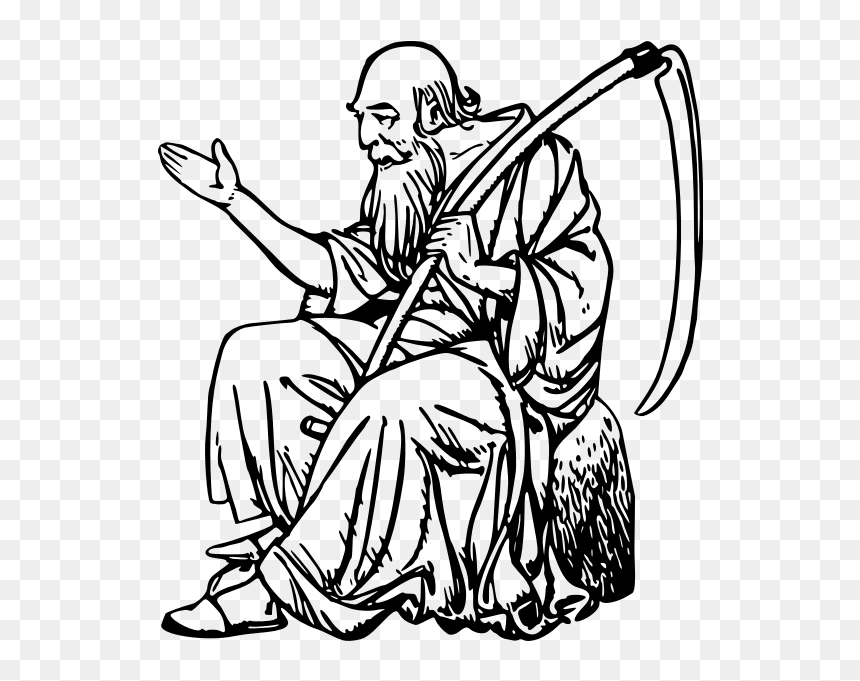 Man And Scythe - Father Time Line Art, HD Png Download - scythe png