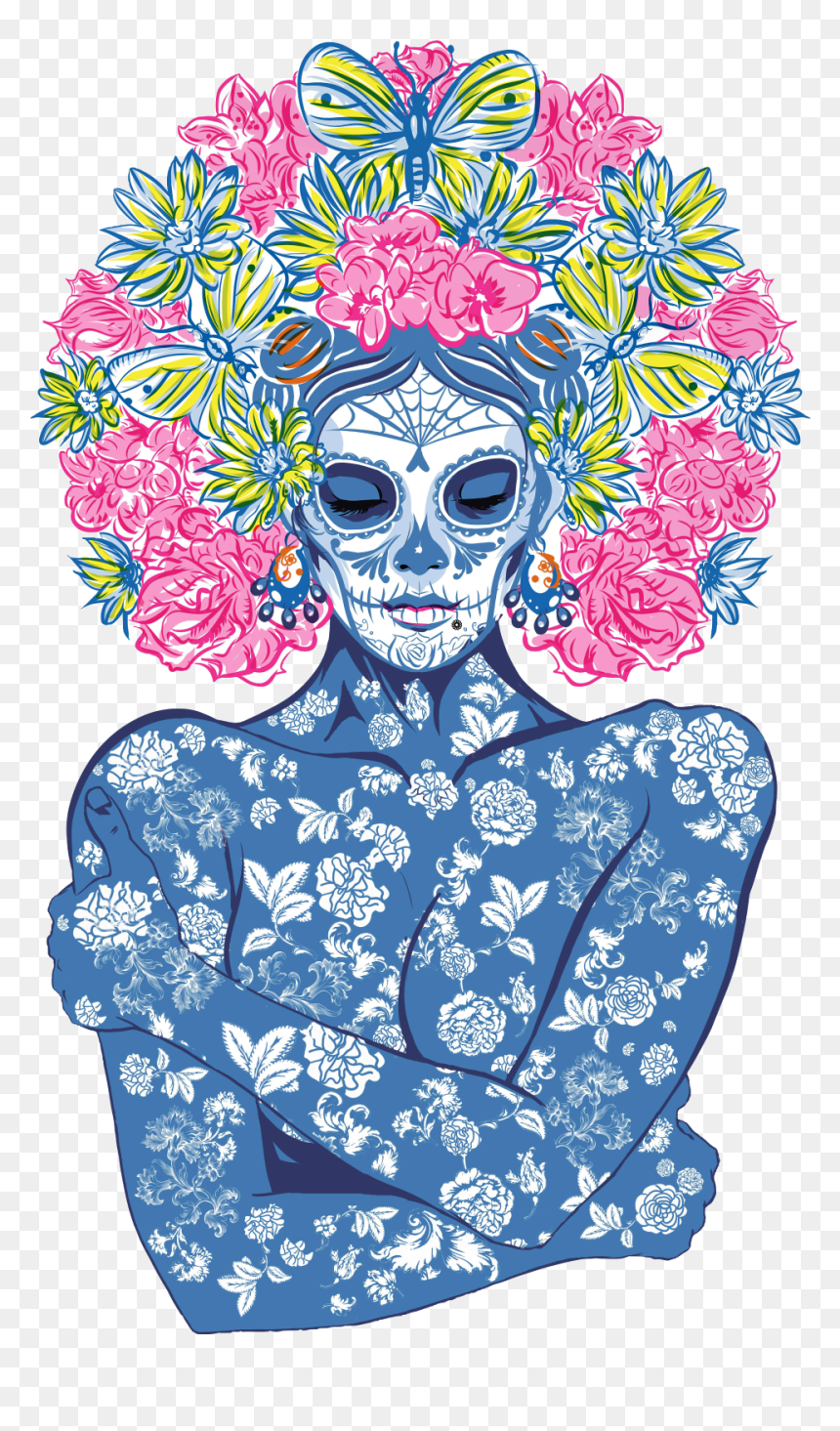 Signage Illustration La Catrina - Catrina Montreal, HD Png Download - mexican png
