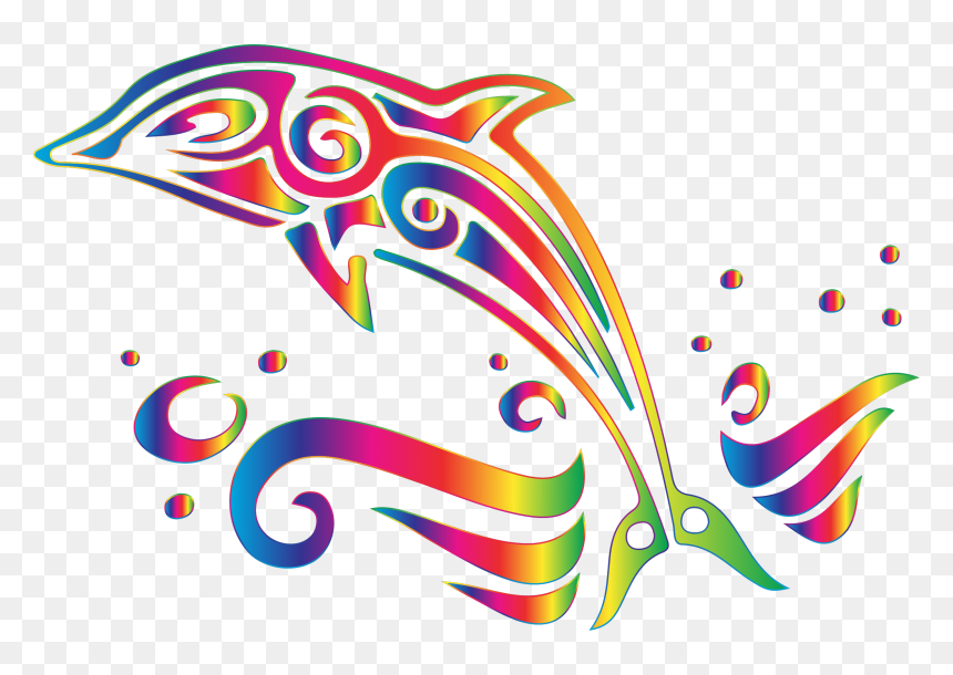 Collection Of No - Clip Art Black And White Dolphins, HD Png Download - rainbow png transparent background