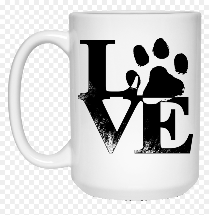 White Mug Paw Print Love - Beer Stein, HD Png Download - paw prints png