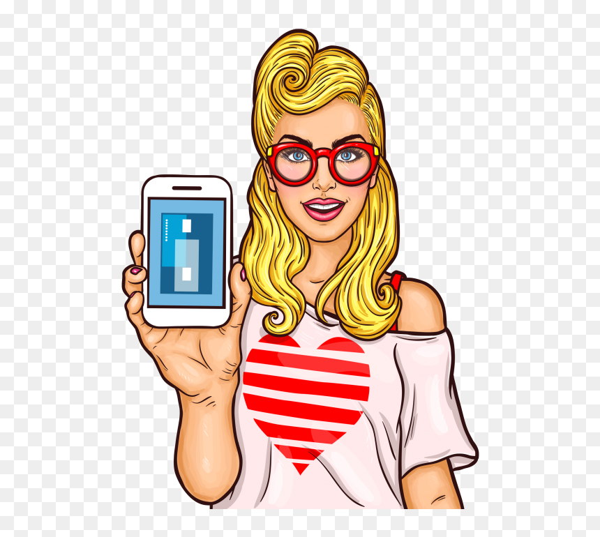 Pop Art Girl Png With Mobile Free Download Searchpng - Pop Art Girl Png, Transparent Png - mobile png
