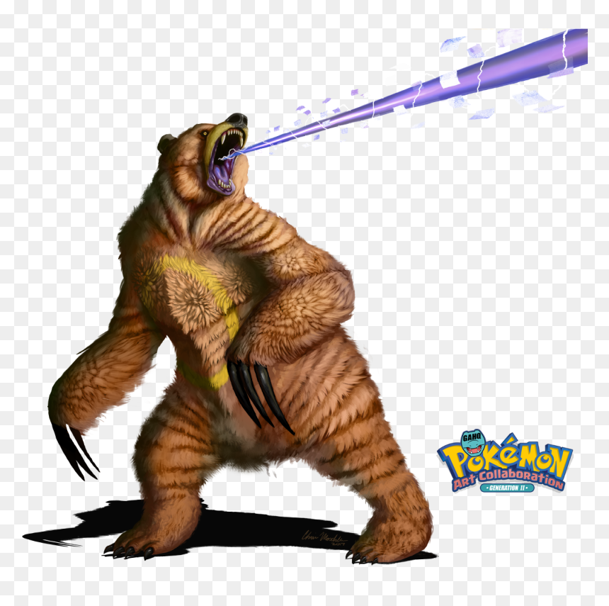#217 Ursaring Used Hyper Beam And Scary Face In The - Ursaring Fan Art, HD Png Download - scary face png