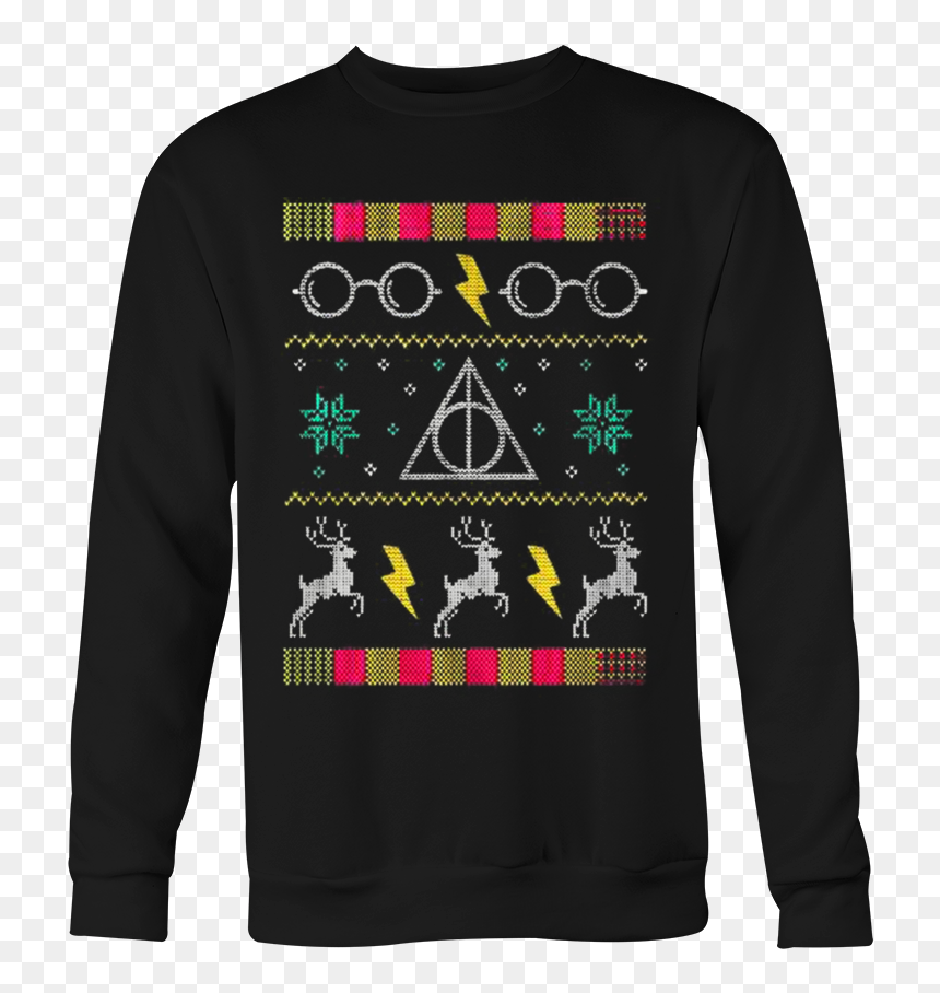 Harry Potter Glasses Ugly Christmas Sweatshirt - Deathly Hallows Symbol, HD Png Download - harry potter glasses png