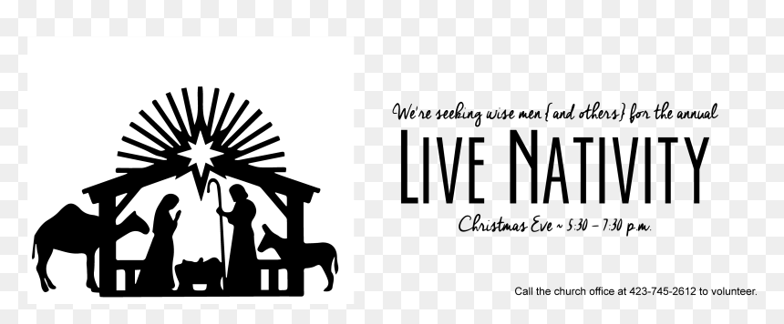Live Nativity - Nativity Black And White Clipart, HD Png Download - nativity silhouette png