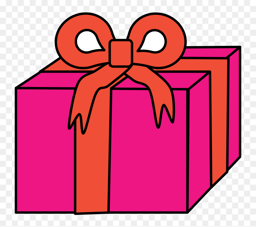 Gift, Magenta Wrapping Paper, Red Ribbon - Gift Black And White, HD Png Download - purple ribbon png
