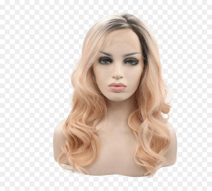 Peachy Blonde Wavy Long Lace Front Wig - Wig, HD Png Download - blonde wig png
