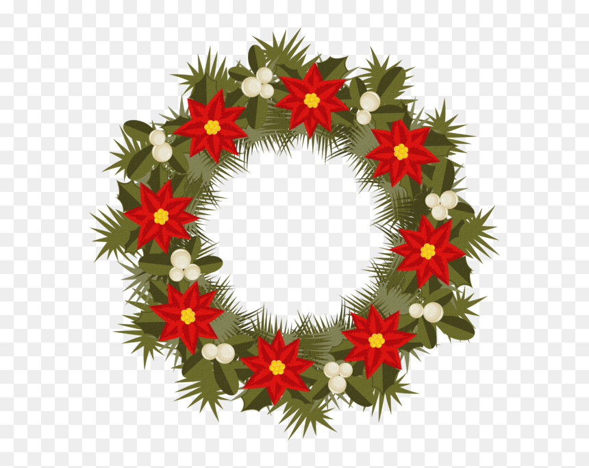 Transparent Santa Claus Christmas Wreath Decor Flower, HD Png Download - christmas garland png