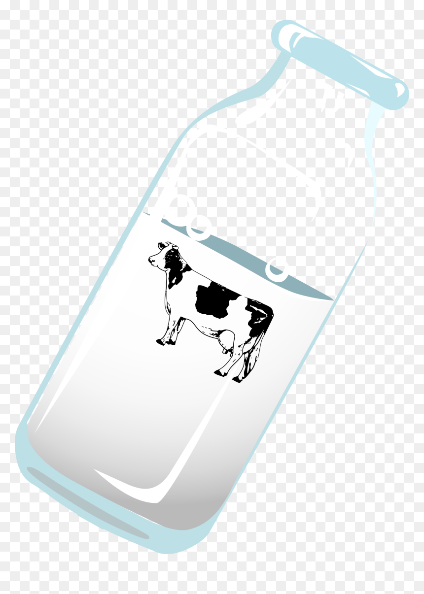 Bottle Of Milk With Cow Clip Arts, HD Png Download - milk carton png