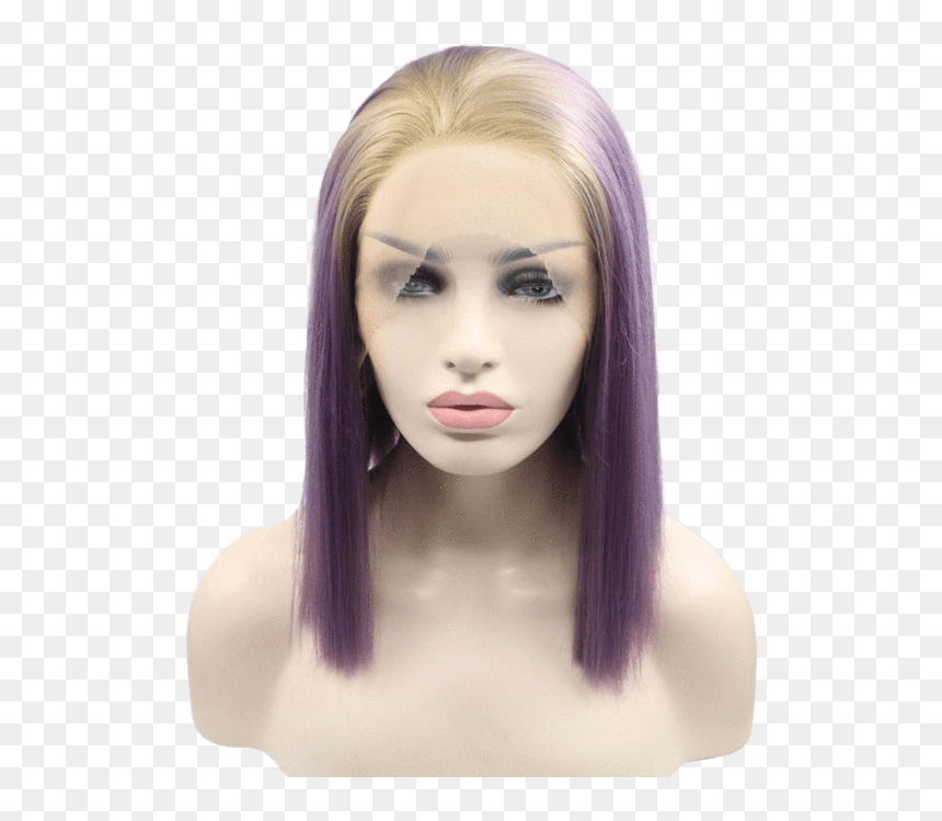 Blonde To Purple Ombré Short Lace Front Wig - Purple And Blonde Wig, HD Png Download - blonde wig png