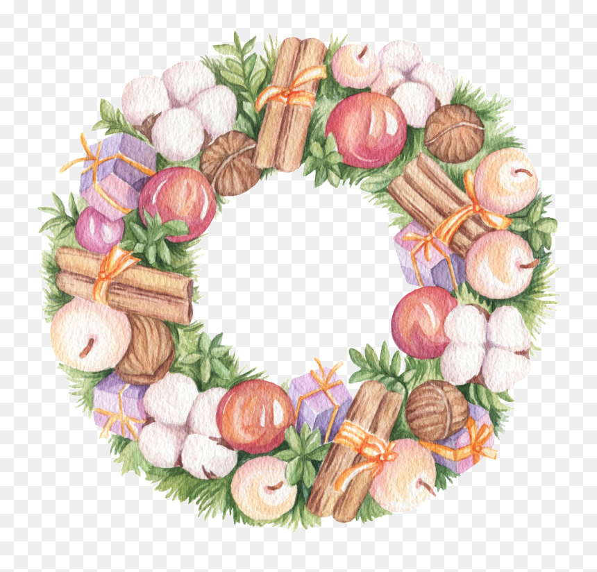 Hand Painted Decorative Christmas Tree Garland Png, Transparent Png - christmas garland png