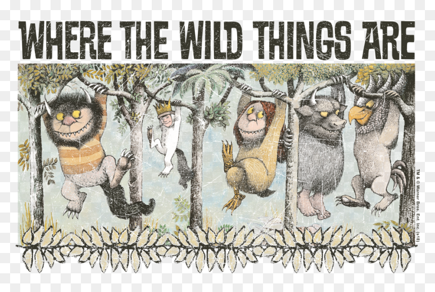 Where The Wild Things Are Hang Men"s Regular Fit T-shirt - Children's Book Illustration Classic, HD Png Download - where the wild things are png
