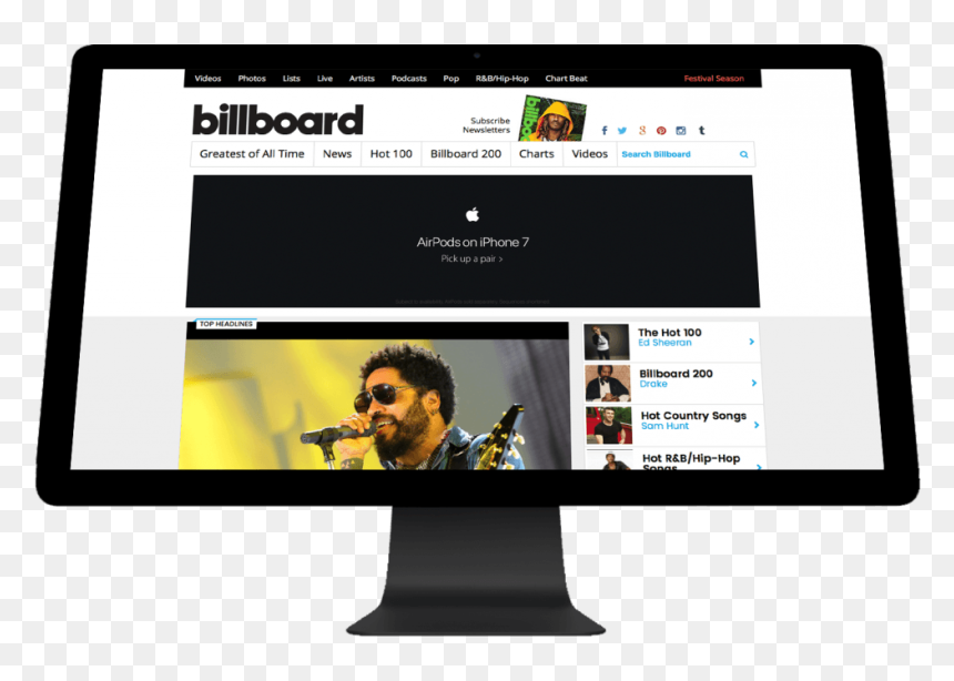 Billboard Header Overlaying Image - Billboard Website, HD Png Download - billboard png