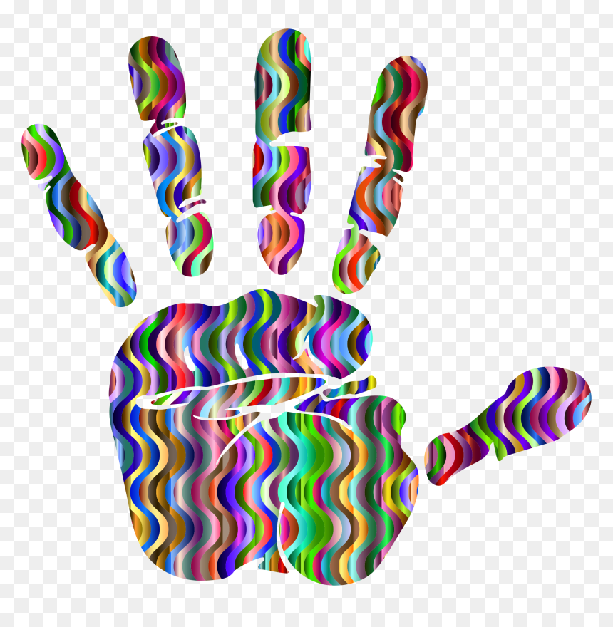 Prismatic Waves Handprint Silhouette 3 Clip Arts - Clip Art, HD Png Download - hand print png
