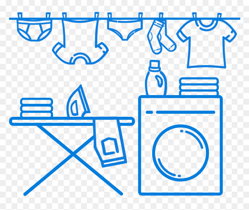 A Laundry Room With Clothes On A Hanger And An Iron - Laundry, HD Png Download - hanger png
