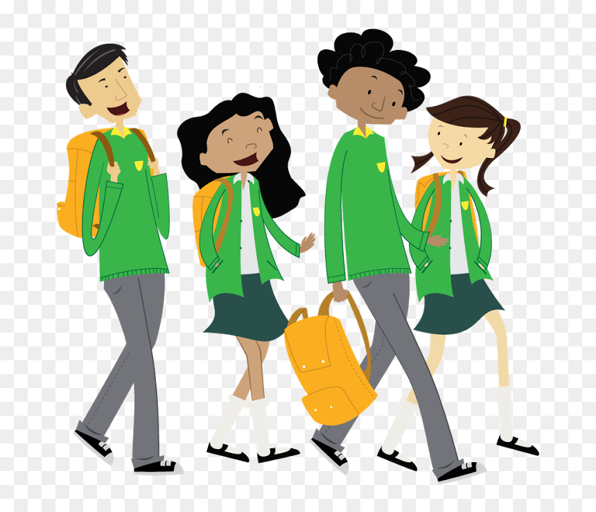 We Have To Walk To School Because We Want To Make Our - Cartoon, HD Png Download - group of people walking png
