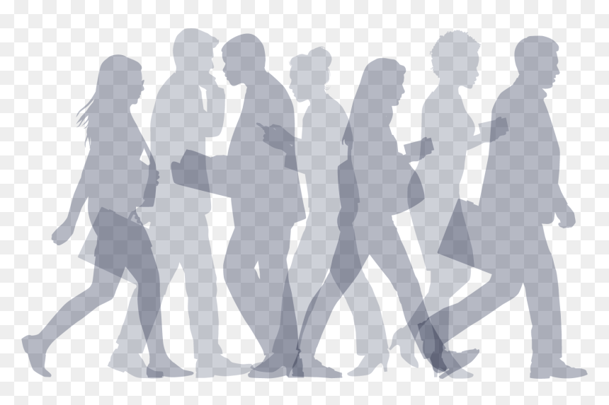 Silhouette Of Group Of People Transparent, HD Png Download - group of people walking png
