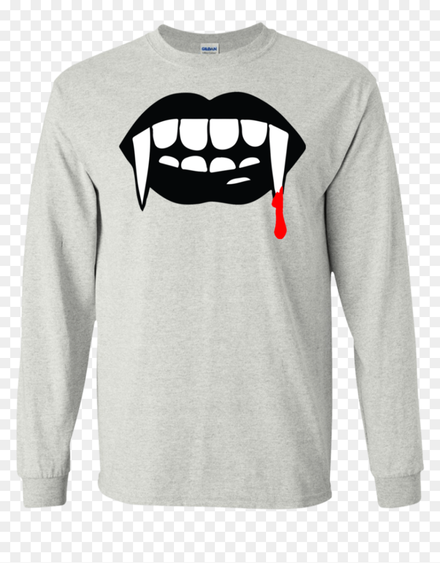 Black Vampire Fangs Halloween Ls T Shirt - T Shirt One Punch Man Ok, HD Png Download - vampire fangs png