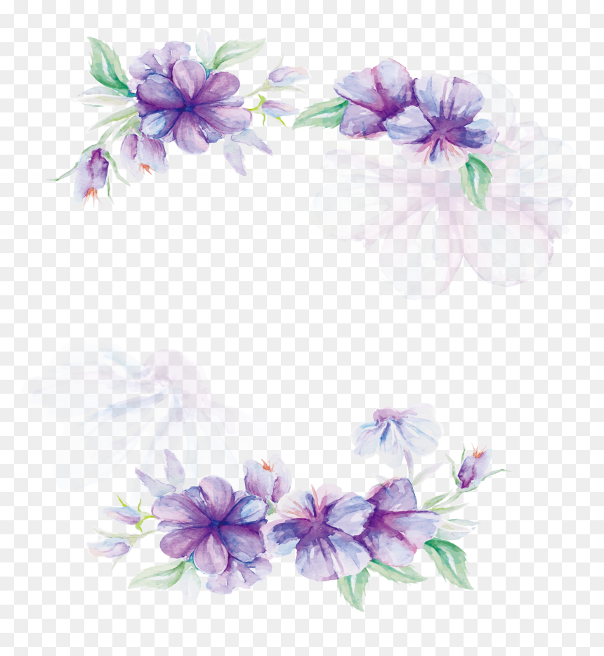 Design Lilac Flower Pattern - Watercolor Purple Flowers Free, HD Png Download - flower vector png