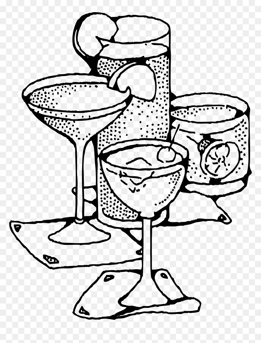 Bar Drinks Clip Arts - Drinks Clipart Black And White, HD Png Download - drinks png
