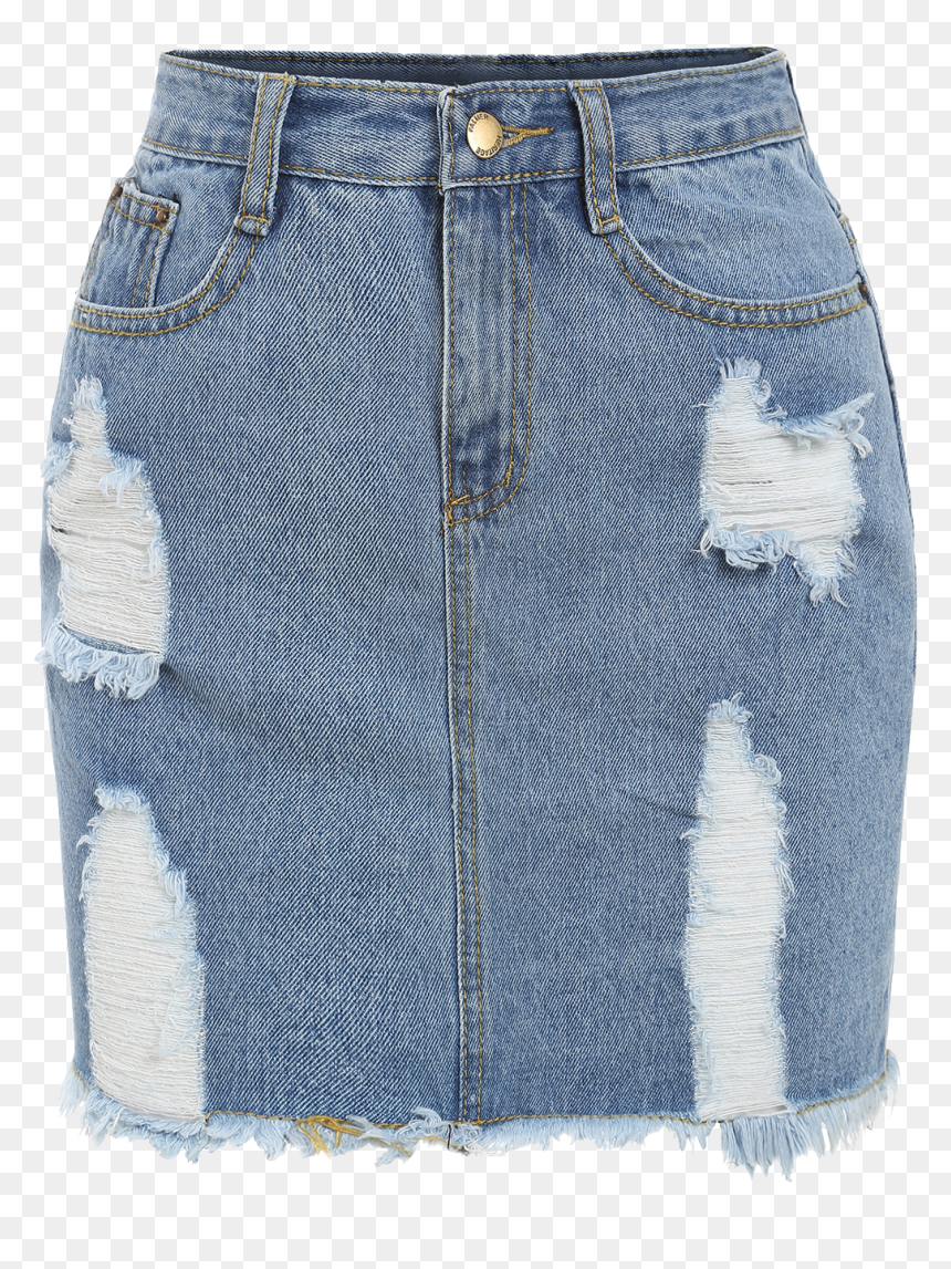 Distressed Denim Skirt - Denim Skirt Png, Transparent Png - skirt png