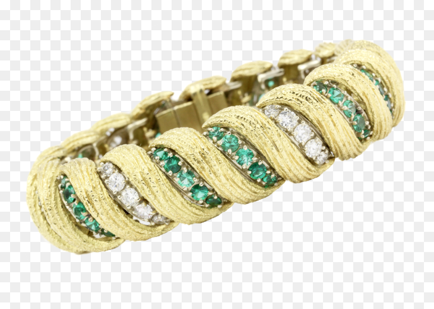 Hammerman Bros 18k Gold Diamond Emerald Barber Pole - Bracelet, HD Png Download - barber pole png