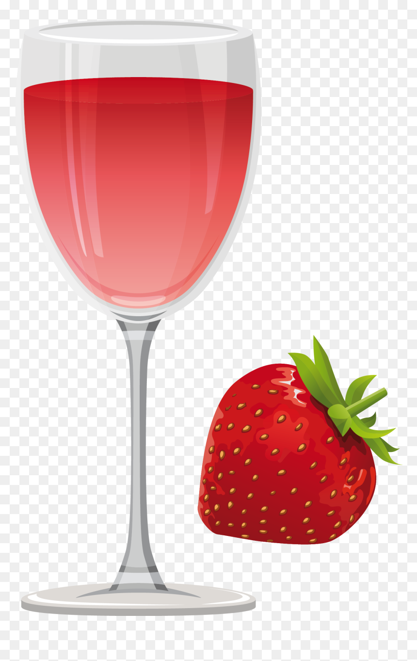 Red Wine White Wine Cocktail Clip Art - Strawberry Champagne Free Clipart, HD Png Download - drinks png