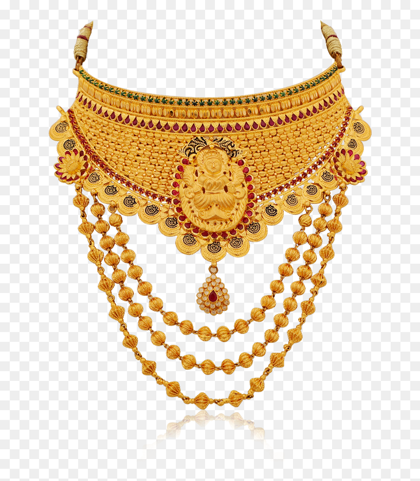 Bridal Grand Gold Necklace - Jewellery Necklace, HD Png Download - gold chains png