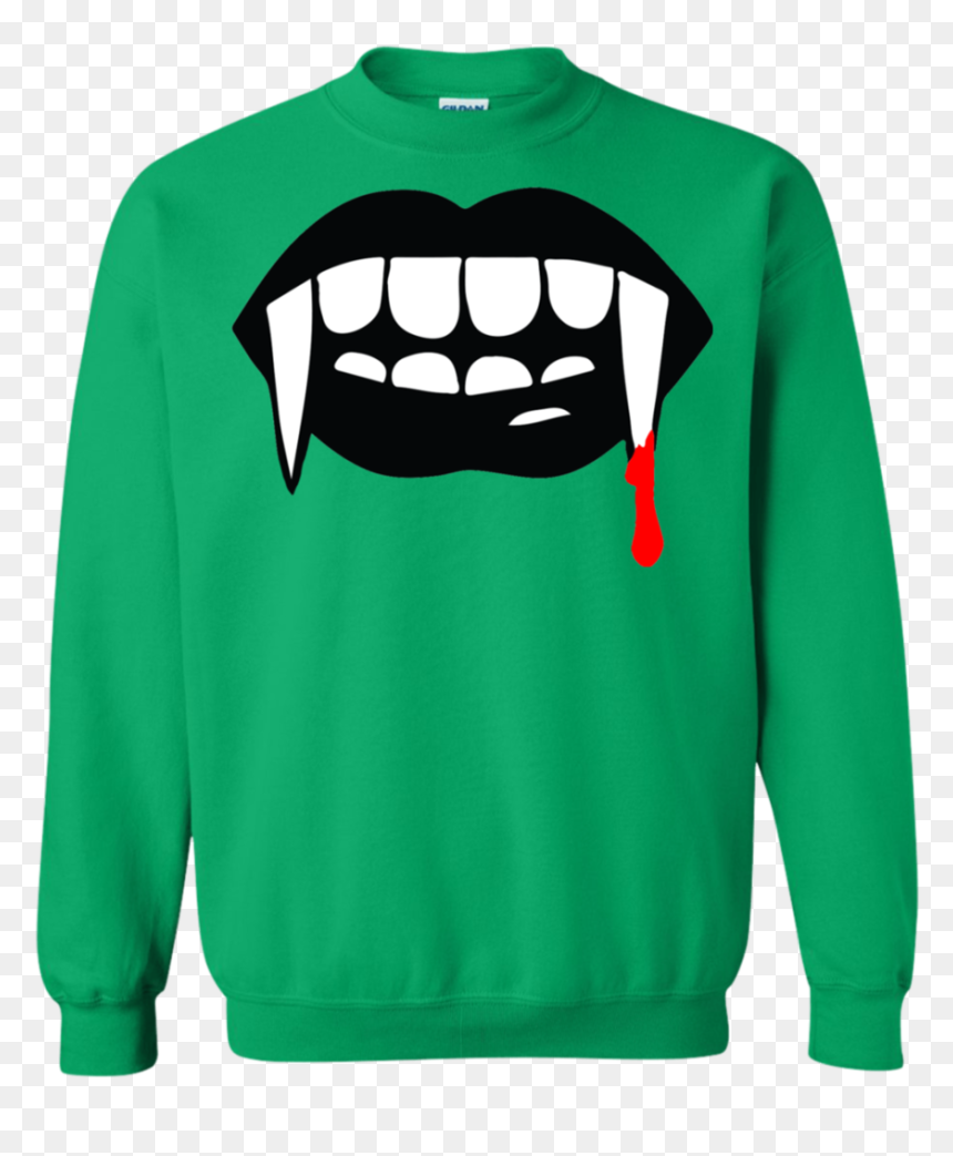 Black Vampire Fangs Halloween Pullover Sweatshirt Ash - Green Harry Potter Clothes, HD Png Download - vampire fangs png
