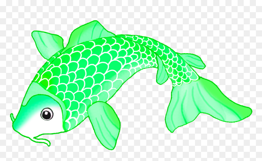 Green Koi Fish Sketch - Koi Fish Fin Art, HD Png Download - koi fish png
