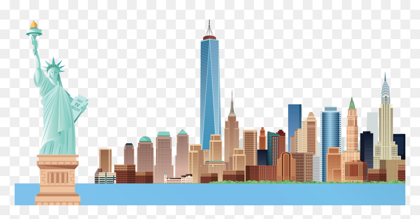 New York Buildings Line, HD Png Download - nyc skyline png