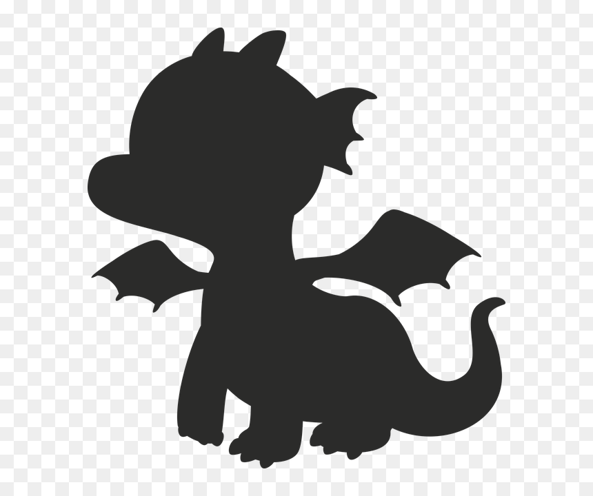 Cute Baby Dragon Silhouette, HD Png Download - dragon silhouette png