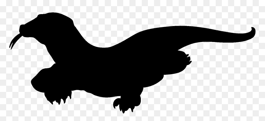 Squid Clipart Silhouette - Komodo Dragon Silhouette Clipart, HD Png Download - dragon silhouette png