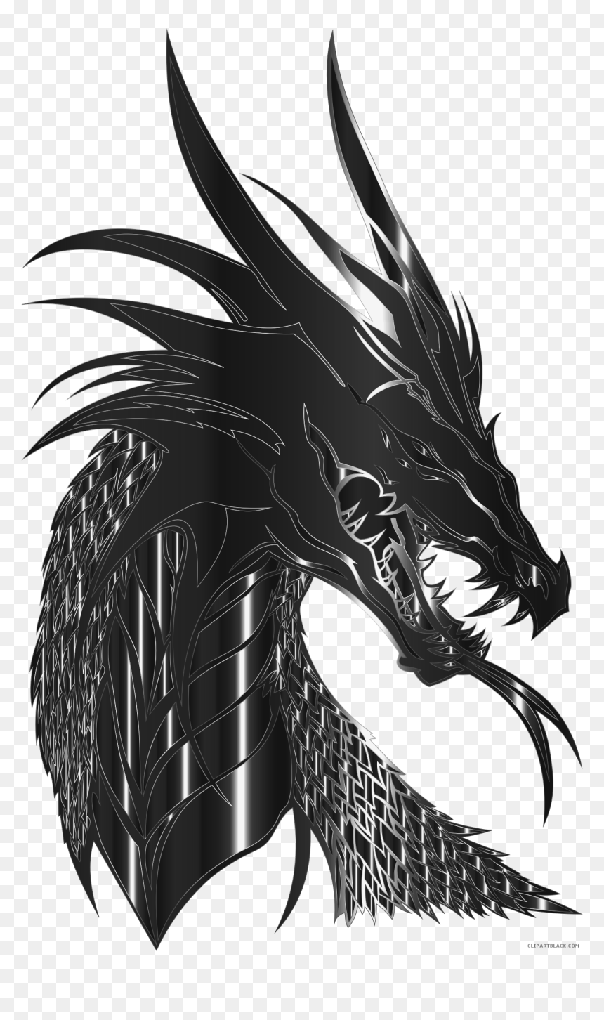 Dragon Animal Free Black White Images Clipartblack, HD Png Download - dragon silhouette png