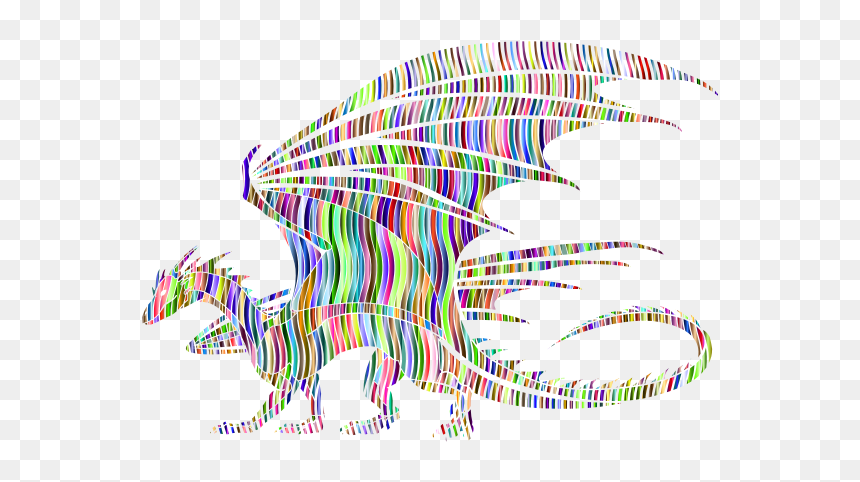 Dragon Silhouette Prismatic Color Pattern - Black And White Dragon Tattoo Drawing, HD Png Download - dragon silhouette png