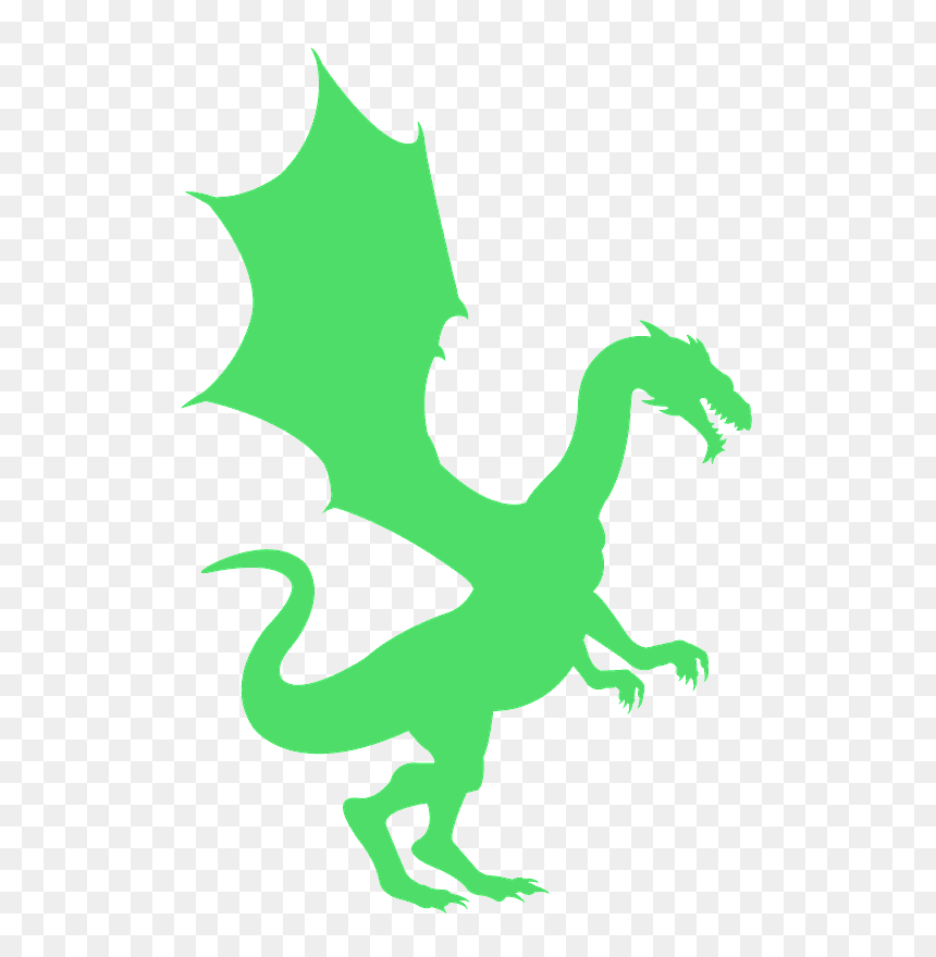 Green Dragon Silhouette Clipart, HD Png Download - dragon silhouette png