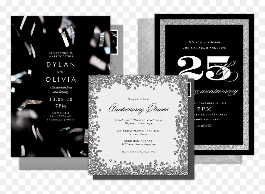 Anniversary Party Invitations - 25th Anniversary Whatsapp Invitation, HD Png Download - invitation card png