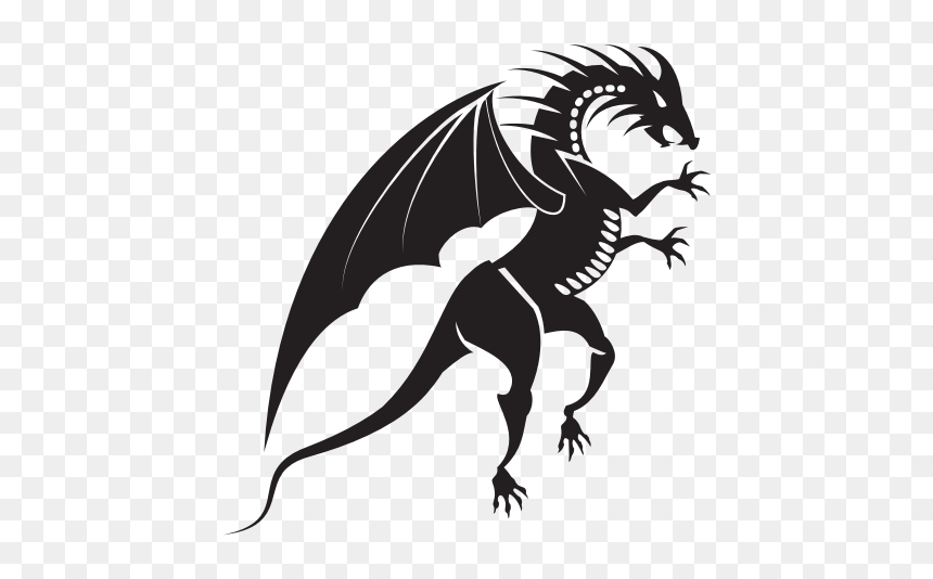 Dragon Silhouette Tribal Style - Vector Graphics, HD Png Download - dragon silhouette png