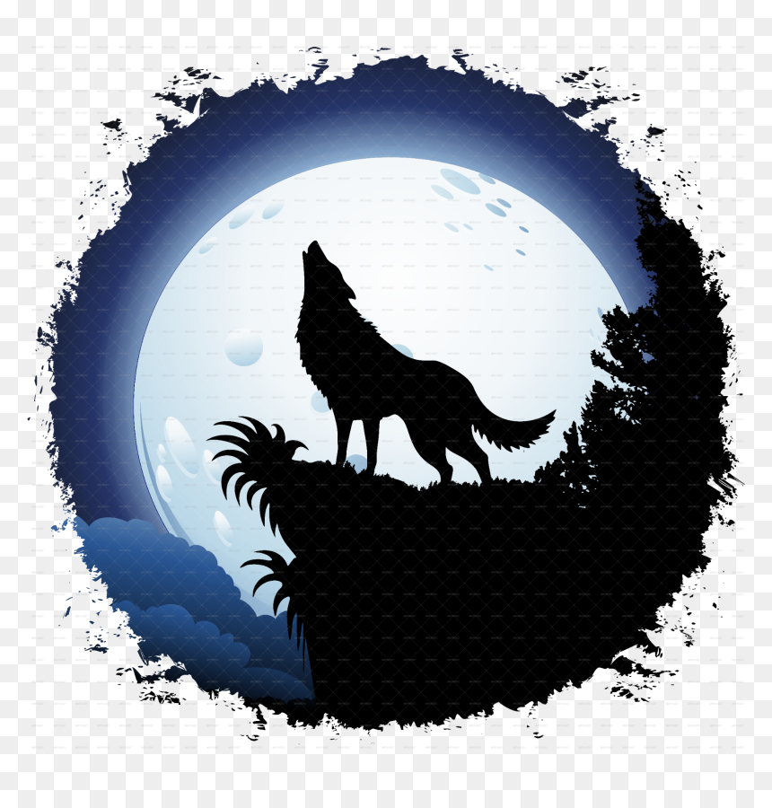 Wolf Howling At The Moon Clipart, HD Png Download - white wolf png
