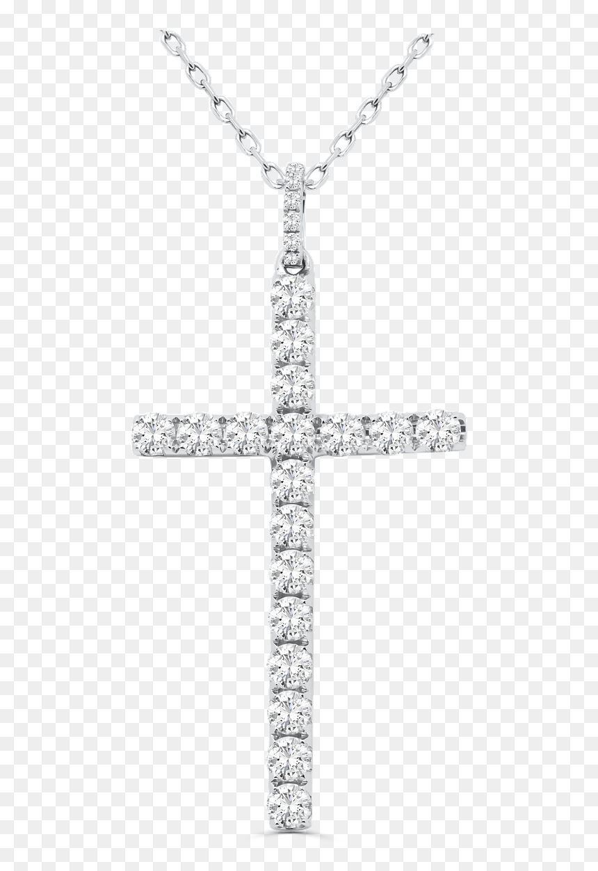 9ct White Gold Diamond Cross, HD Png Download - jewellery necklace png