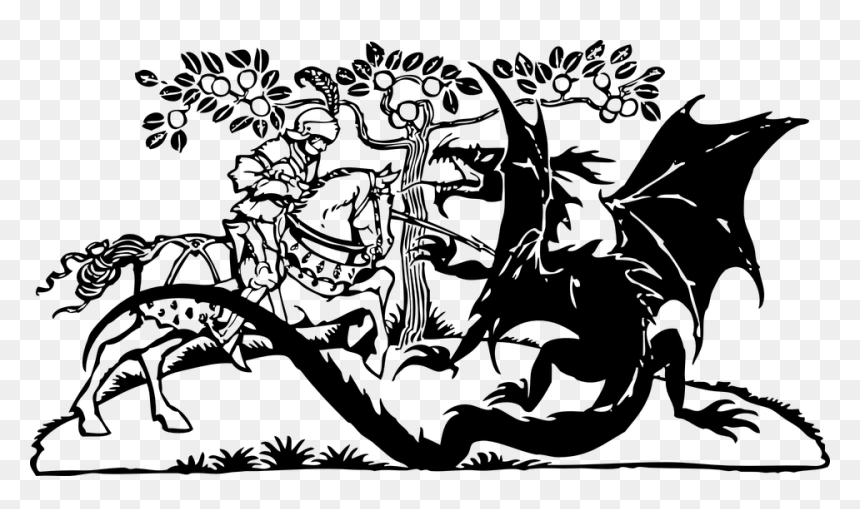 St George And The Dragon Clipart, HD Png Download - dragon silhouette png