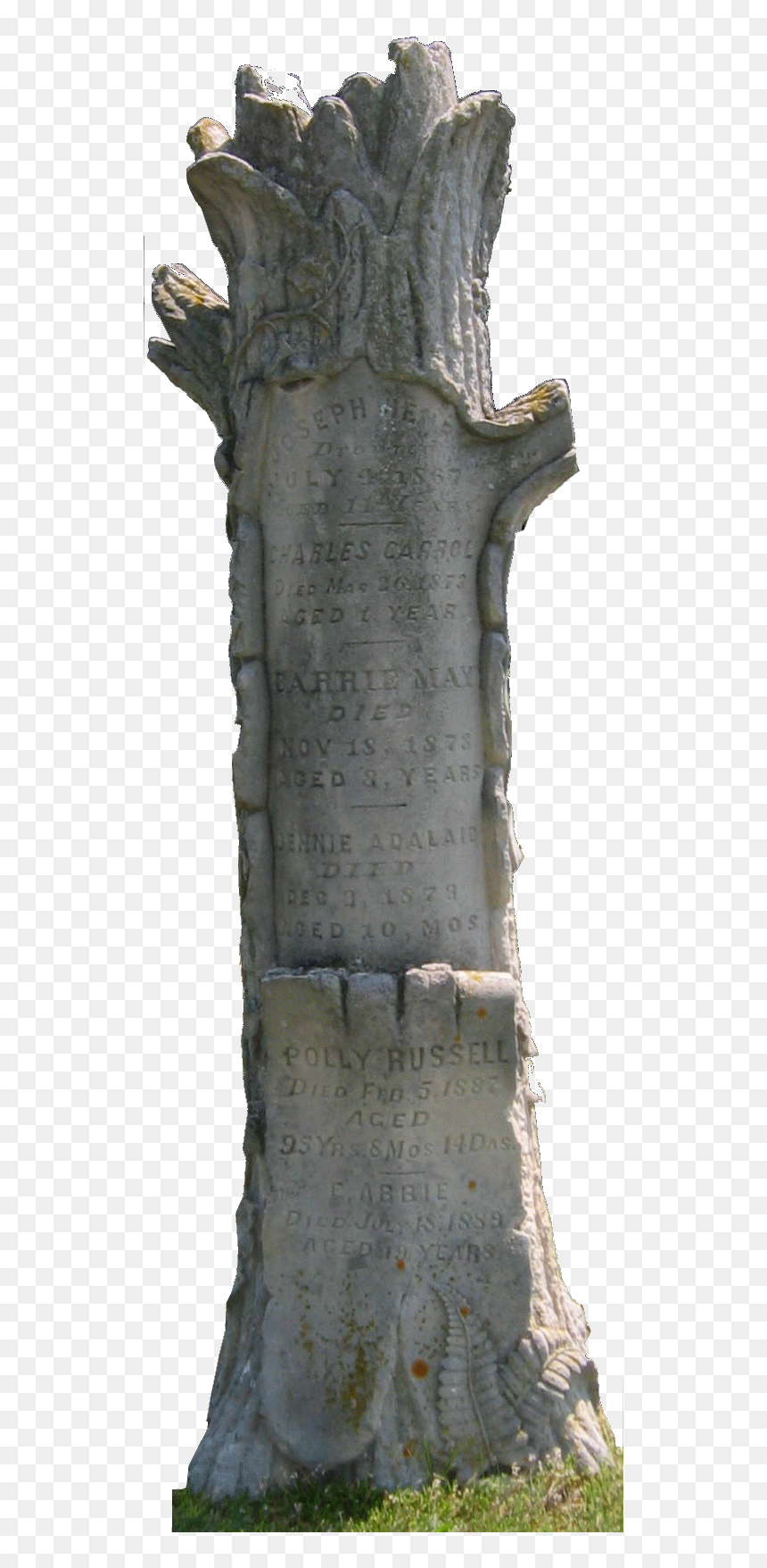 Tree Trunk Headstone Augusta Wisconsin East Lawn Cemetary - Cemetery, HD Png Download - gravestone png