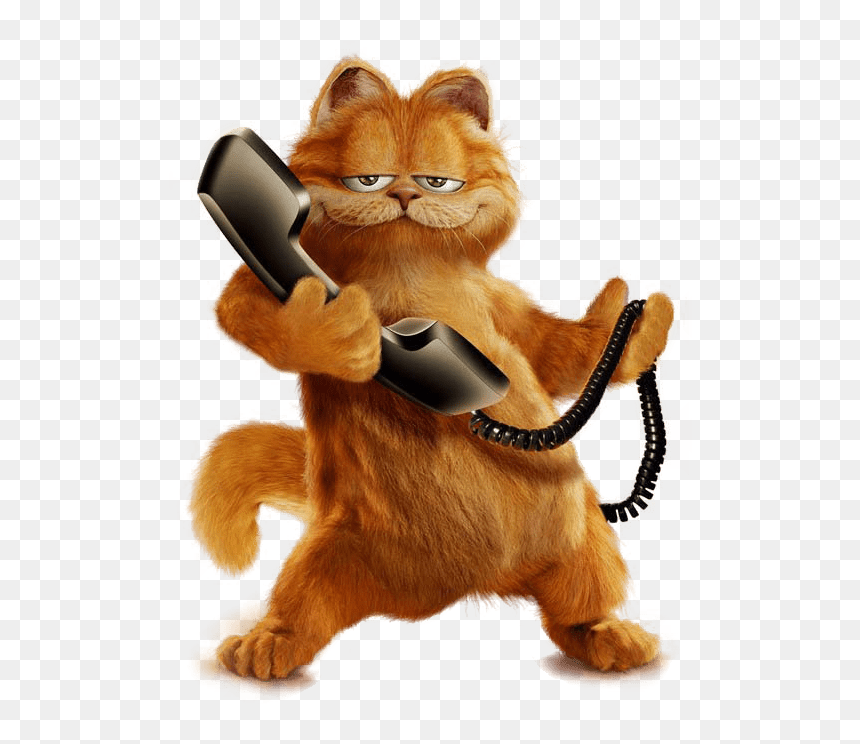 Garfield On The Phone Transparent Png - Garfield Cat Hd, Png Download - telefono png