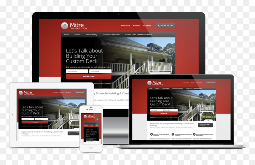 Atlanta Construction Company Website Design - Online Advertising, HD Png Download - responsive website png