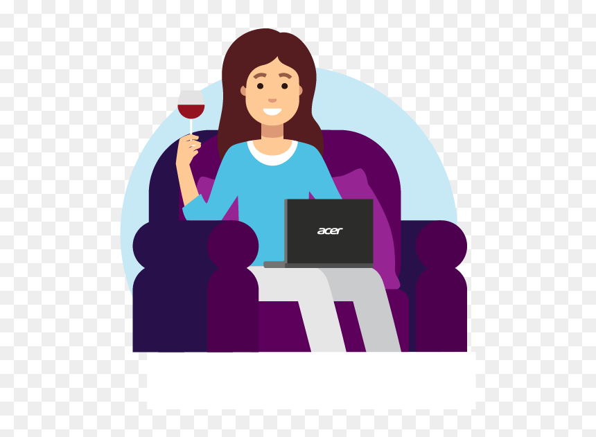 Weekdays Teacher Education Wine Laptop Couch Acer Microsoft - Computer, HD Png Download - girl with laptop png