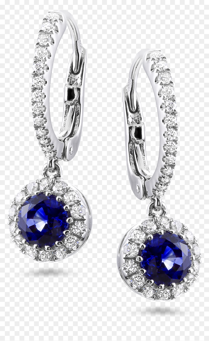Transparent Hoop Earring Png - Silver Locket Set With Blue Stone Png, Png Download - earrings png