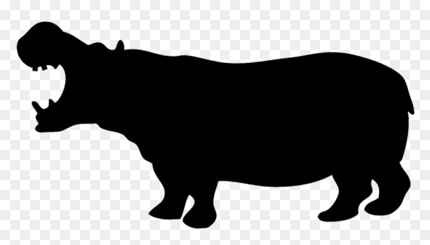 Silhouette Of Hippo Silhouettes - Animal Silhouette Hippo, HD Png Download - hippo png