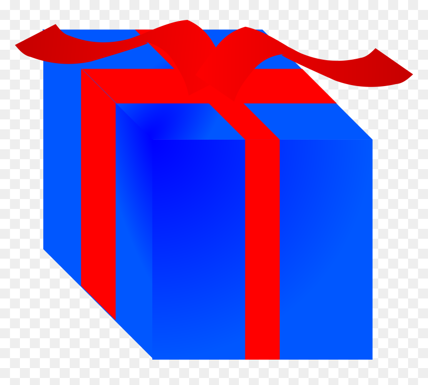 Blue Gift Box Wrapped With Red Ribbon Clip Arts - Gift Box Clip Art, HD Png Download - ribbon vector png