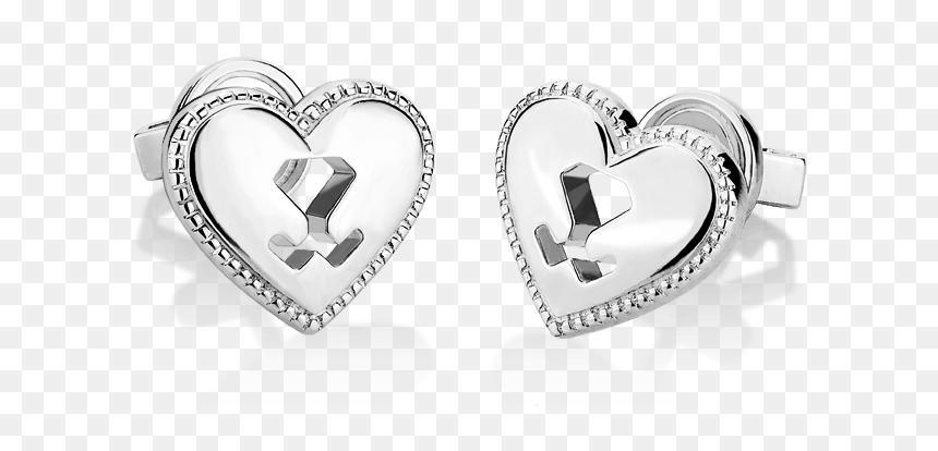 Earrings, HD Png Download - silver heart png