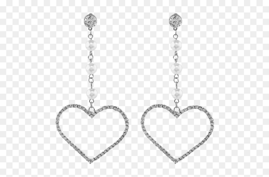 Earrings, HD Png Download - silver heart png